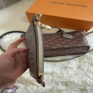 Louis Vuitton Damier Neverfull MM  Leather Tote Bag Shoulder Brown
